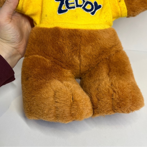 Vintage Zellers Canada Store Zeddy Teddy Bear Mascot Yellow Shirt 90s Plush Toy - Picture 15 of 16